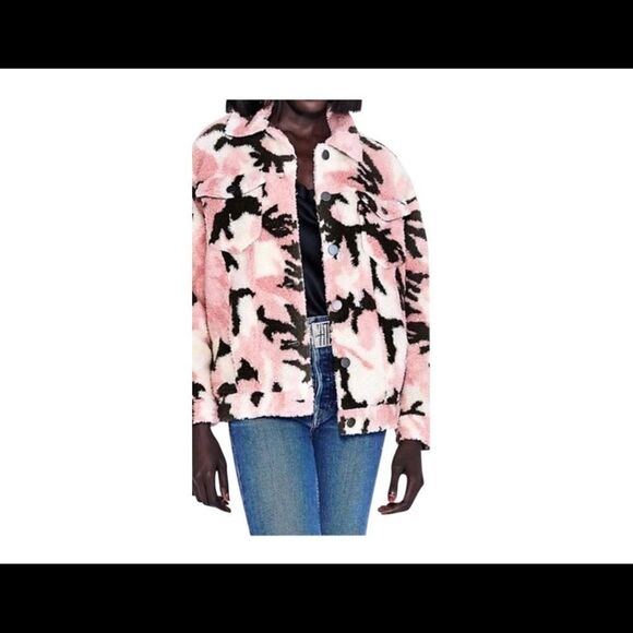 New Apparis pink camo faux shearling Womens jacket • Medium - Picture 4 of 4